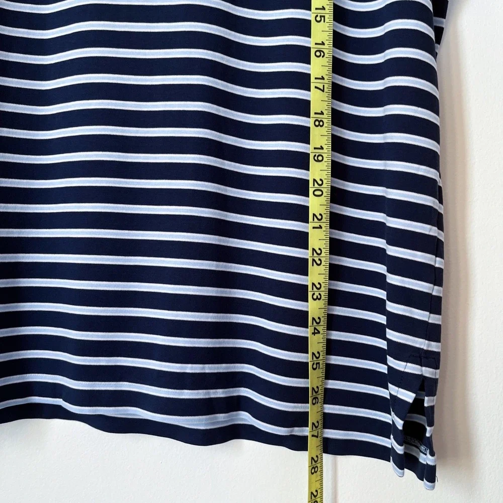 Polo Ralph Lauren Short Sleeve Striped Polo‎ Shirt Mens Large Navy Blue White